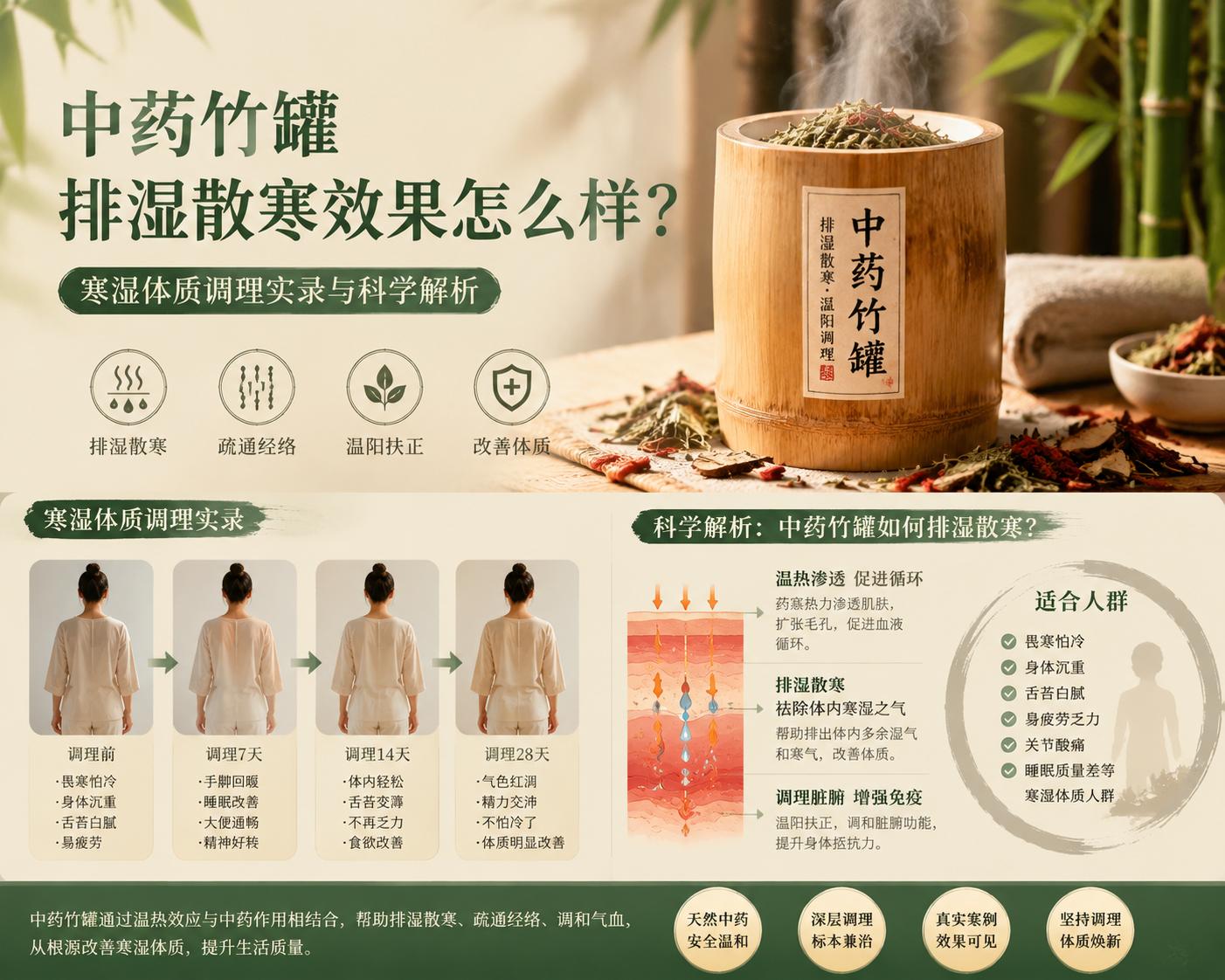 中药竹罐排湿散寒效果怎么样？寒湿体质调理实录与科学解析